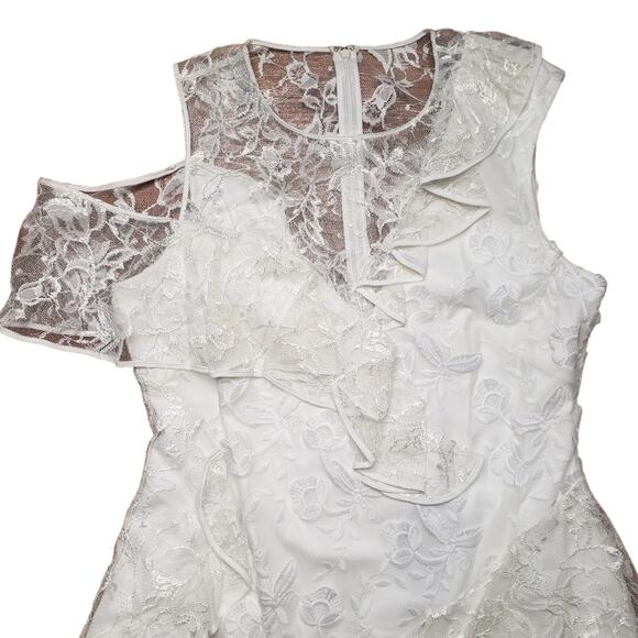 Sachin + Babi ruffle lace white dress size 12 - Picture 4 of 8